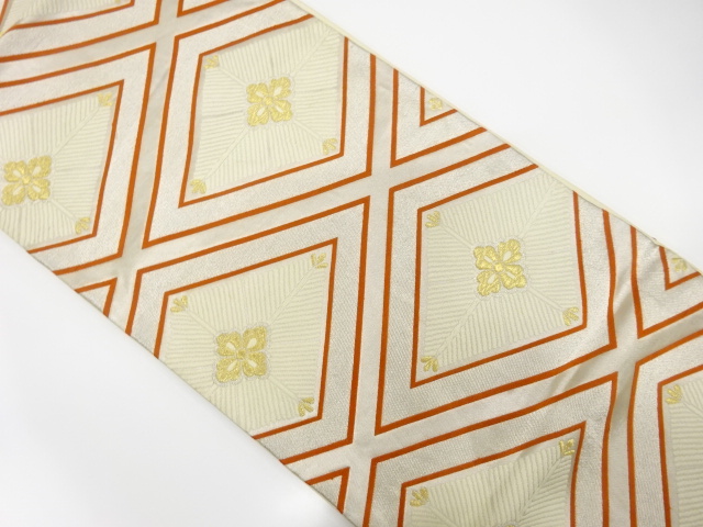 JAPANESE KIMONO / ANTIQUE FUKURO OBI / SILK / WOVEN PINE RHOMBUS